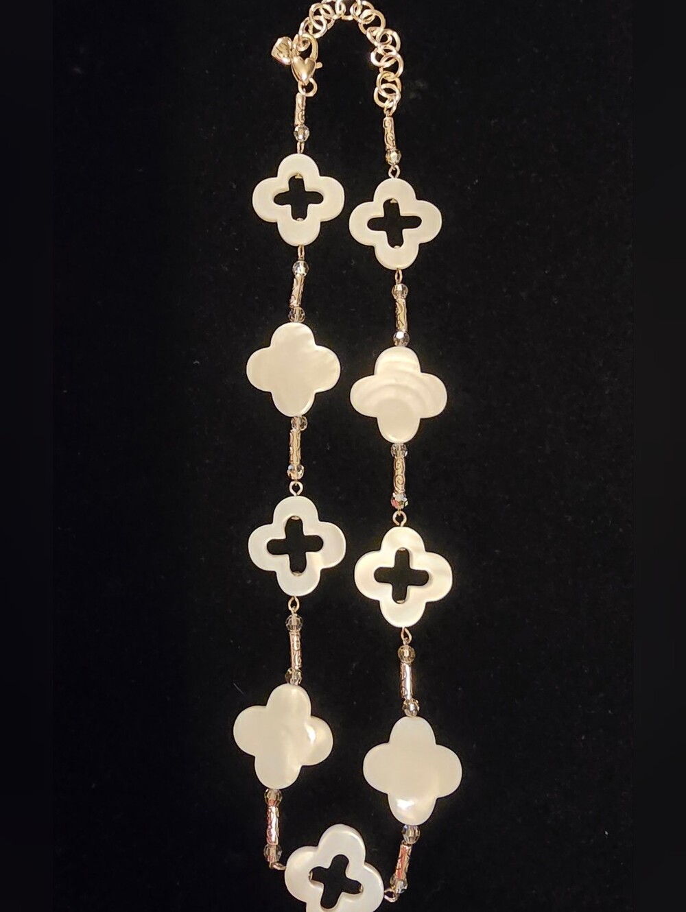 Brighton Mother of Pearl Clover and Crystal Station Necklace